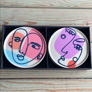 Abstract Face Art Coasters Set